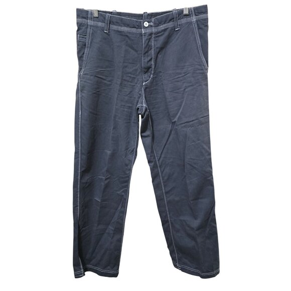 Timberland Navy Gray Blue Pants White Stitching Zip Closure Back Pockets 34x30 - Picture 1 of 12